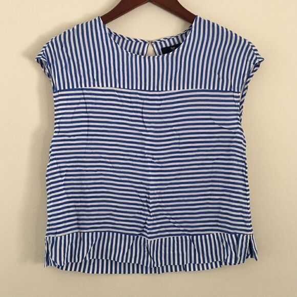 GAP blue & white stripe boxy blouse | Size Medium - Picture 1 of 4